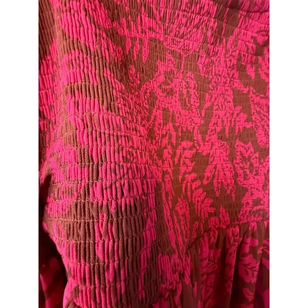 Torrid Pink and Brown Chiffon Floral Tea Length Dress - Size 2X - Picture 7 of 12